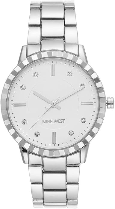 51L7xjQ2qML._AC_SY695_-1.jpg Nine West Women's Crystal Accented Bracelet Watch - Image 1